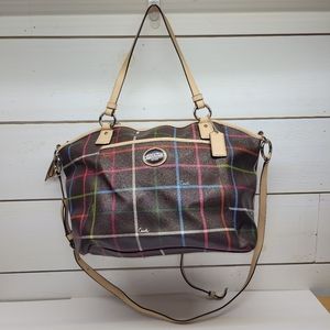 Coach d1320 f24390 Peyton Tattersall Leather Purse Shoulder Bag Handbag